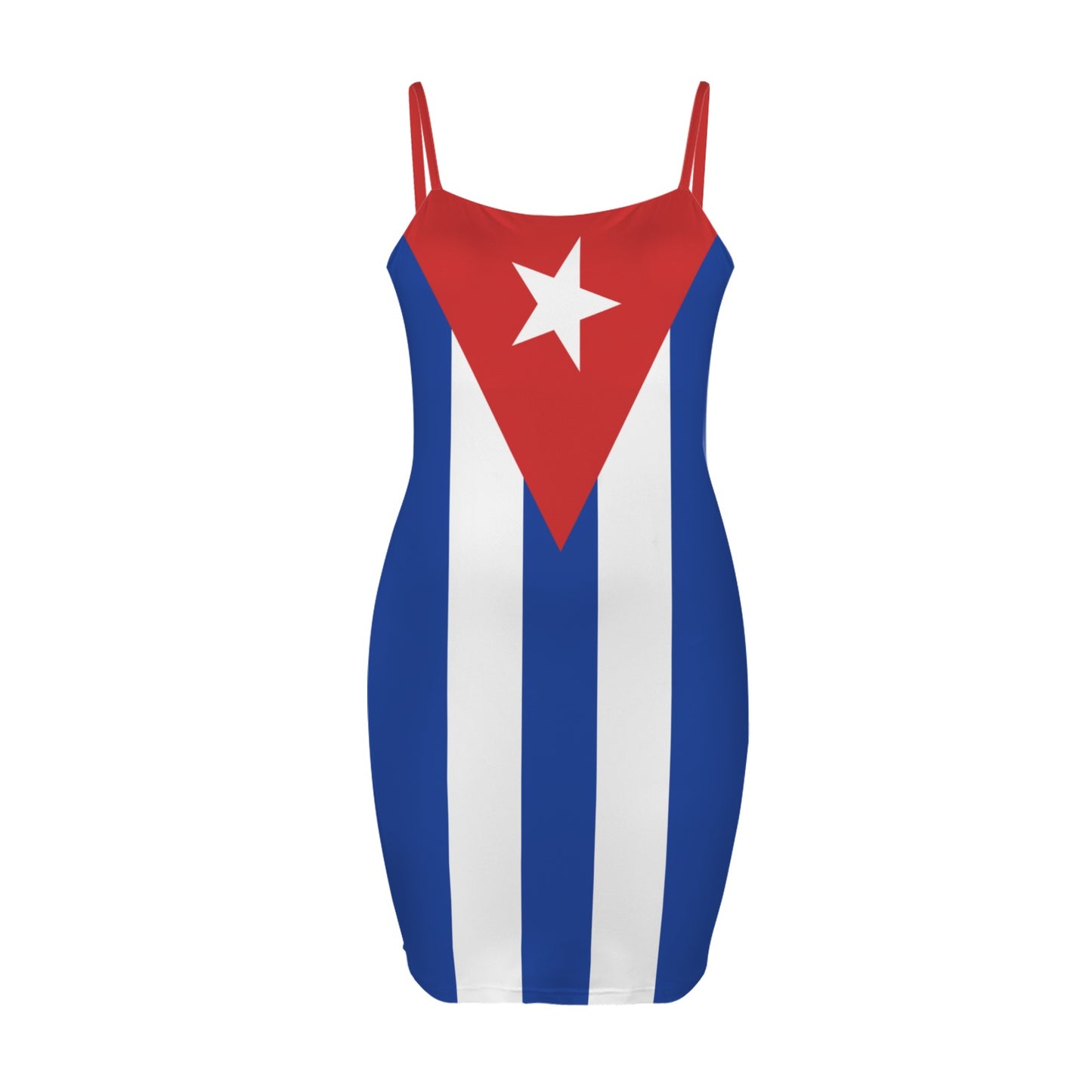 Cuba Flag Inspired Backless Spaghetti Strap Bodycon Dress