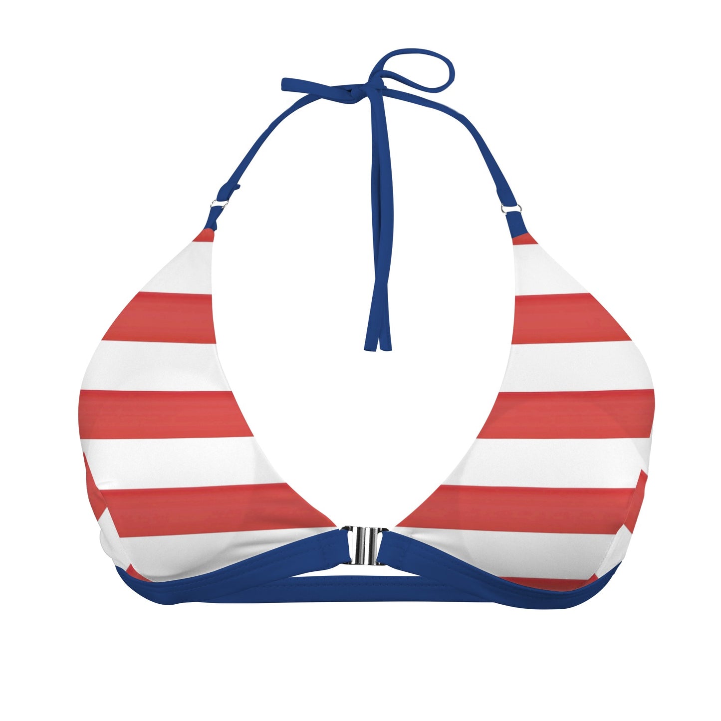 USA/American Flag Inspired Women's Halter Bikini Top with Front Buckle (Stripes)