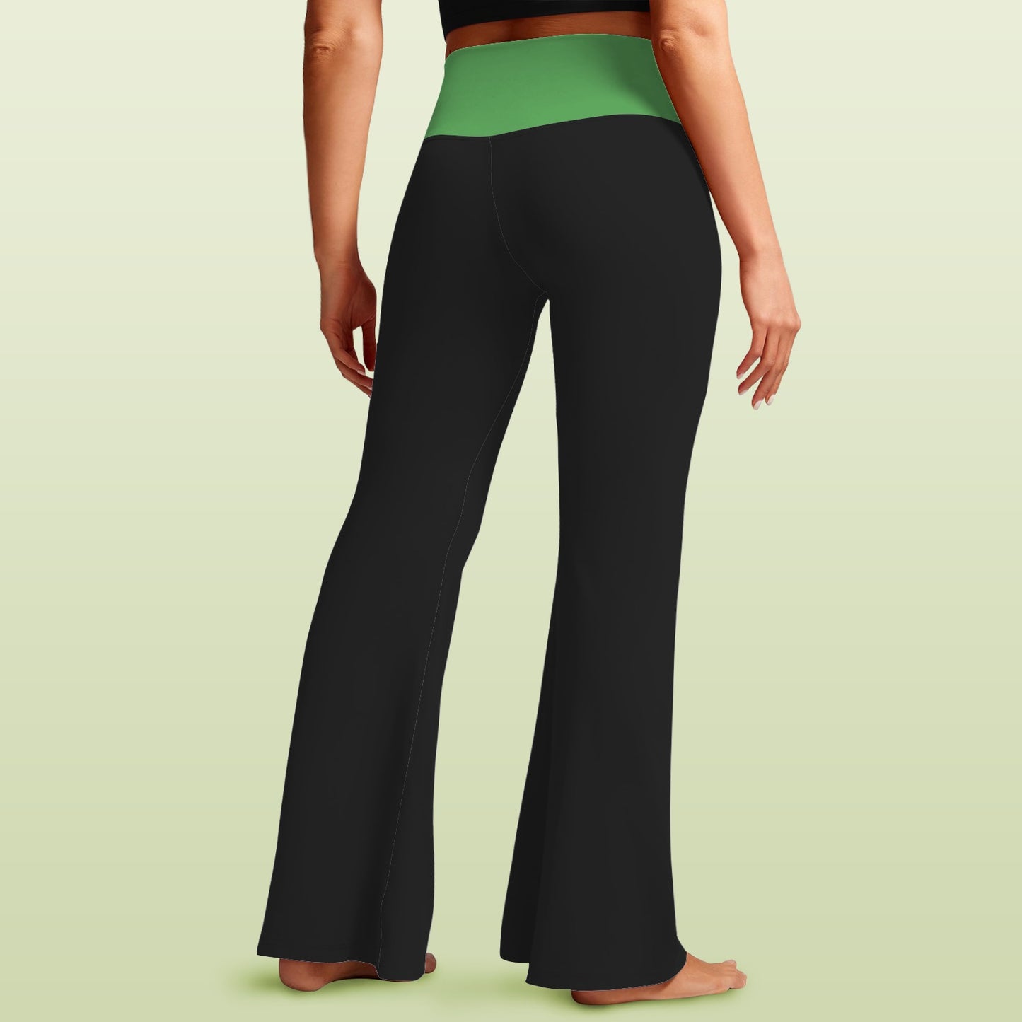 Thin Green Line Flag Inspired Women's V-Crossover High Waisted Flare Leggings