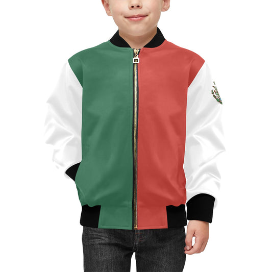 Mexico Flag Inspired Kids' Bomber Jacket with Pockets