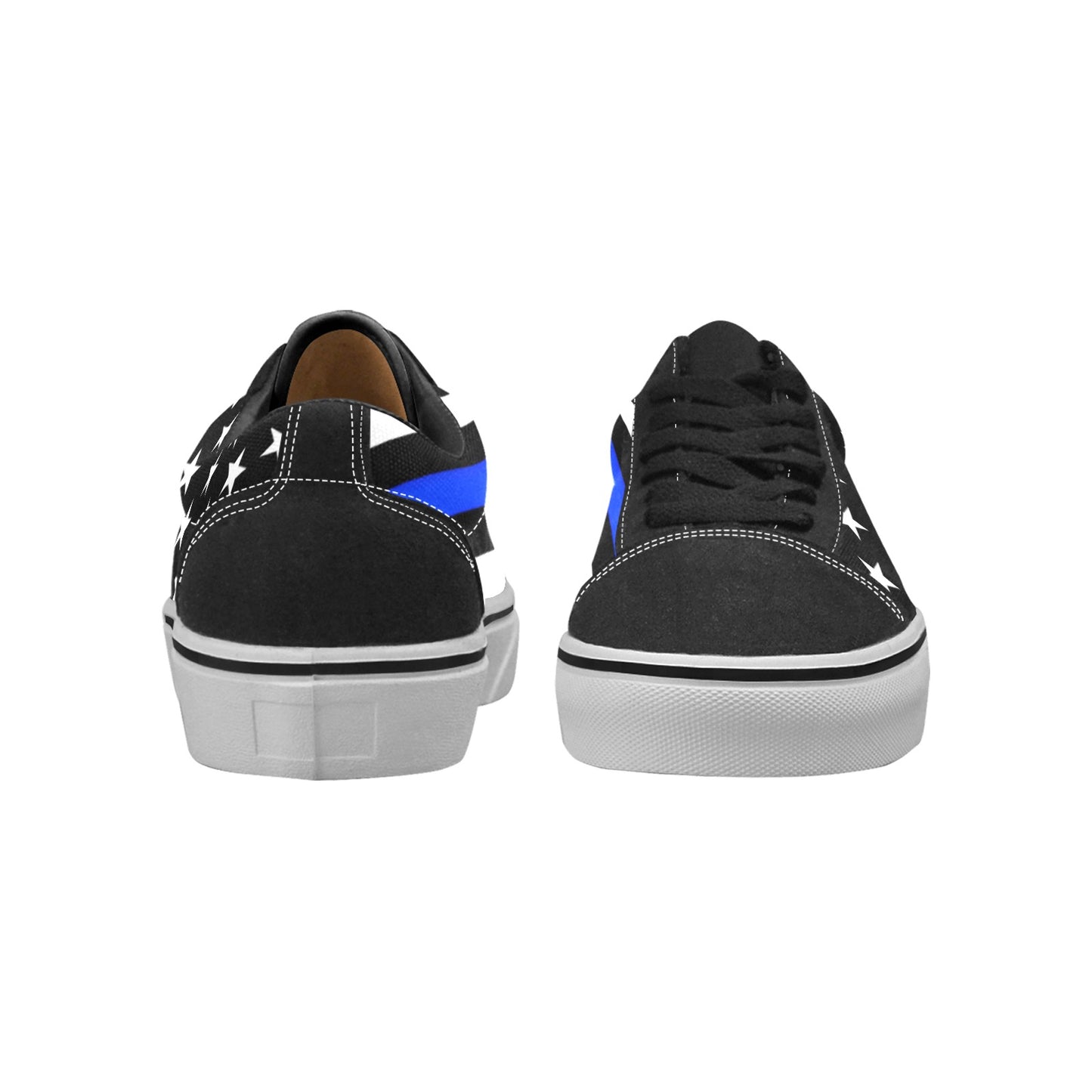 Thin Blue Line Flag Inspired Women's Lace-Up Canvas Shoes