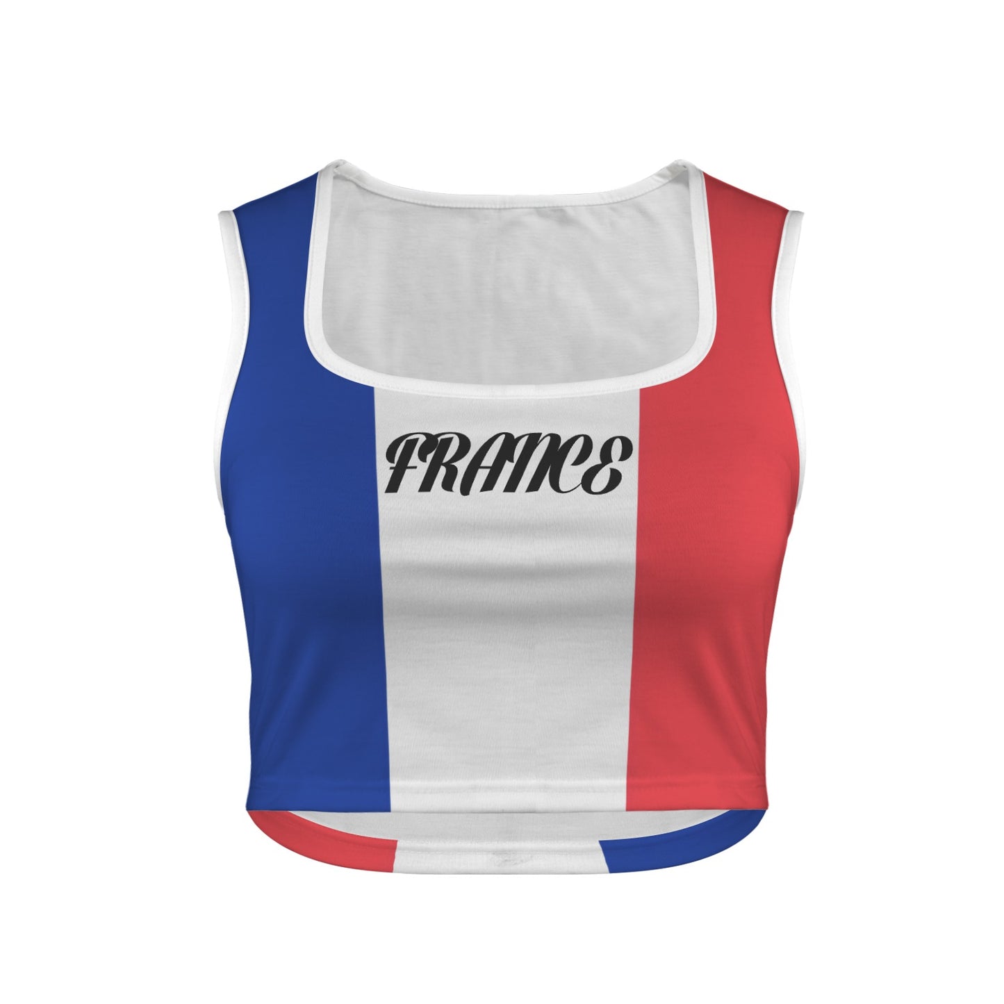 France Flag Inspired Square Neck Crop Tank Tops