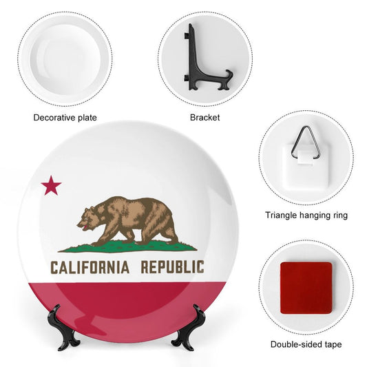 California Flag Inspired Bone China Decorative Plate
