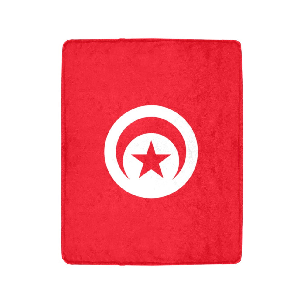Red blanket with Tunisian flag design by Luv My Flag.