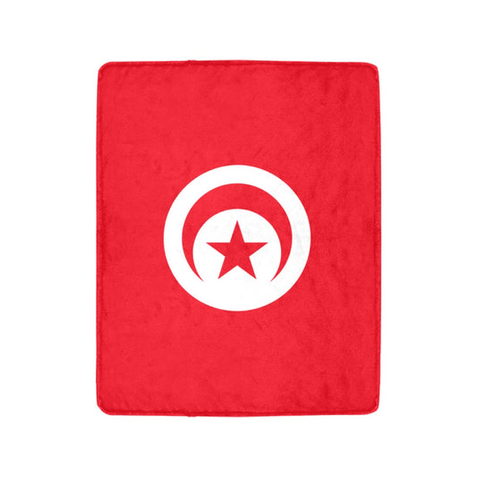 Red blanket with Tunisian flag design by Luv My Flag.
