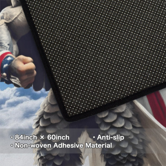 USA/American Flag Inspired Eagle with Cape 84x60 Inch Area Rug with Black Binding (Made in the USA)