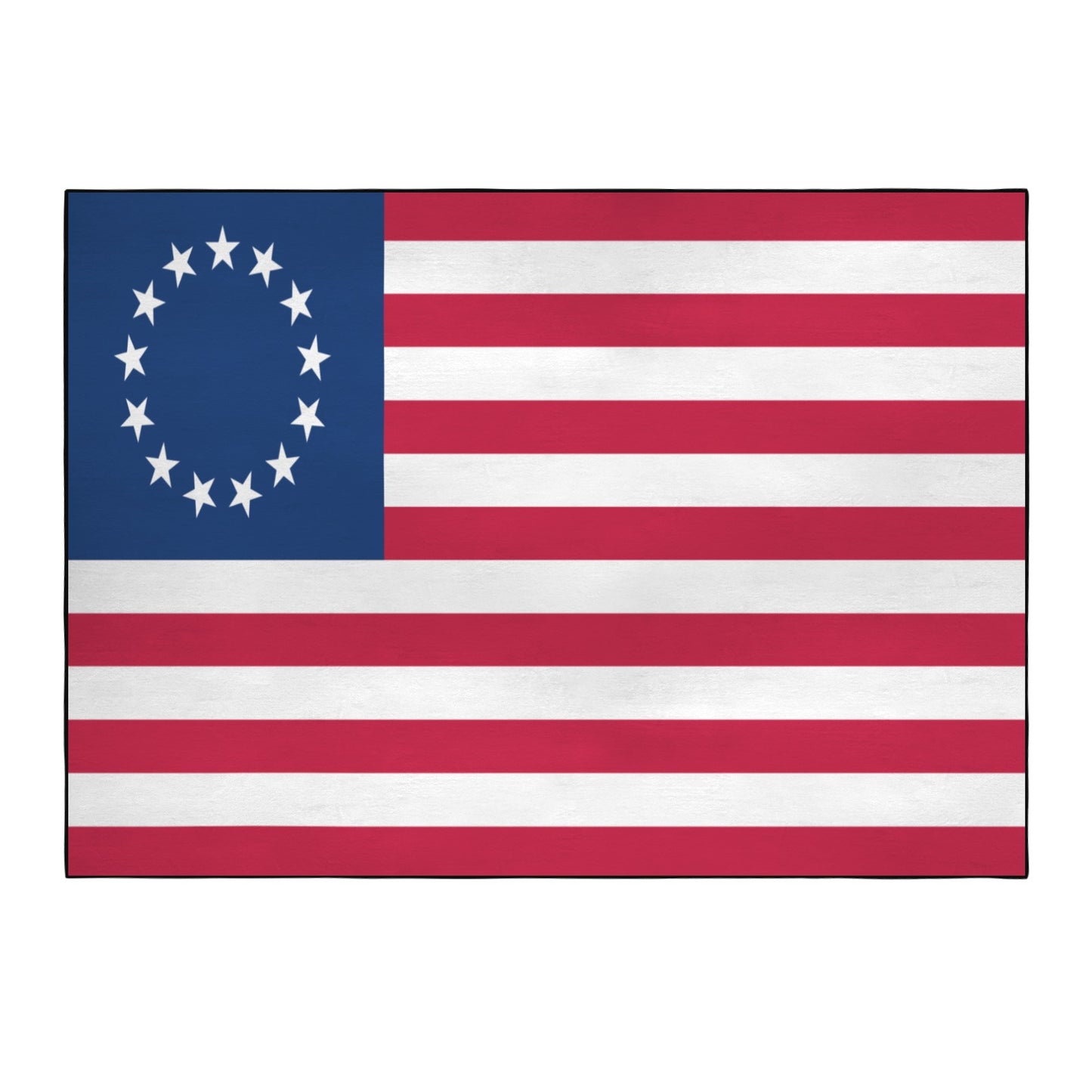USA/American Betsy Ross Flag Inspired. 84x60 Inch Area Rug with Black Binding (Made in the USA)