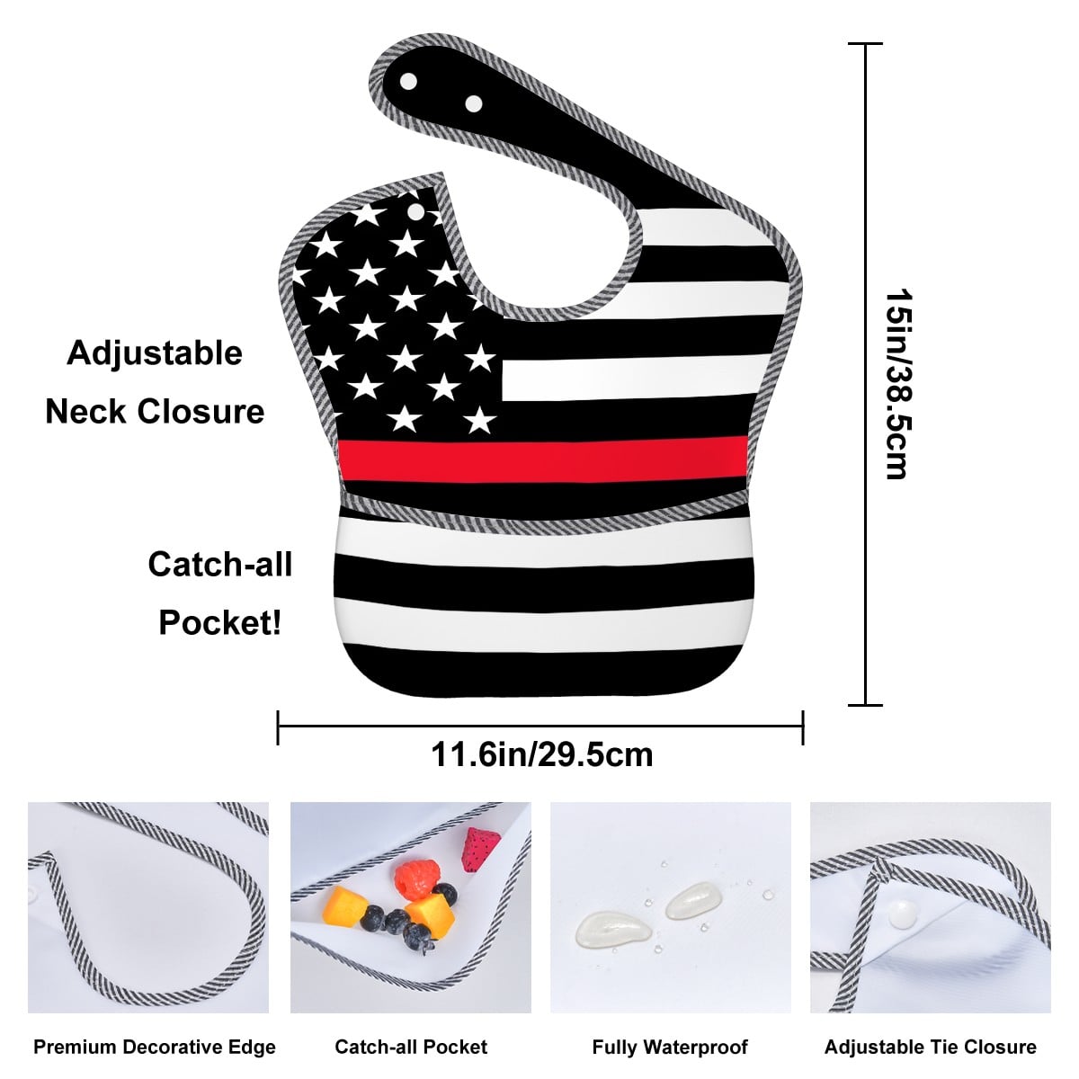 Thin Red Line Flag Inspired Baby Bib