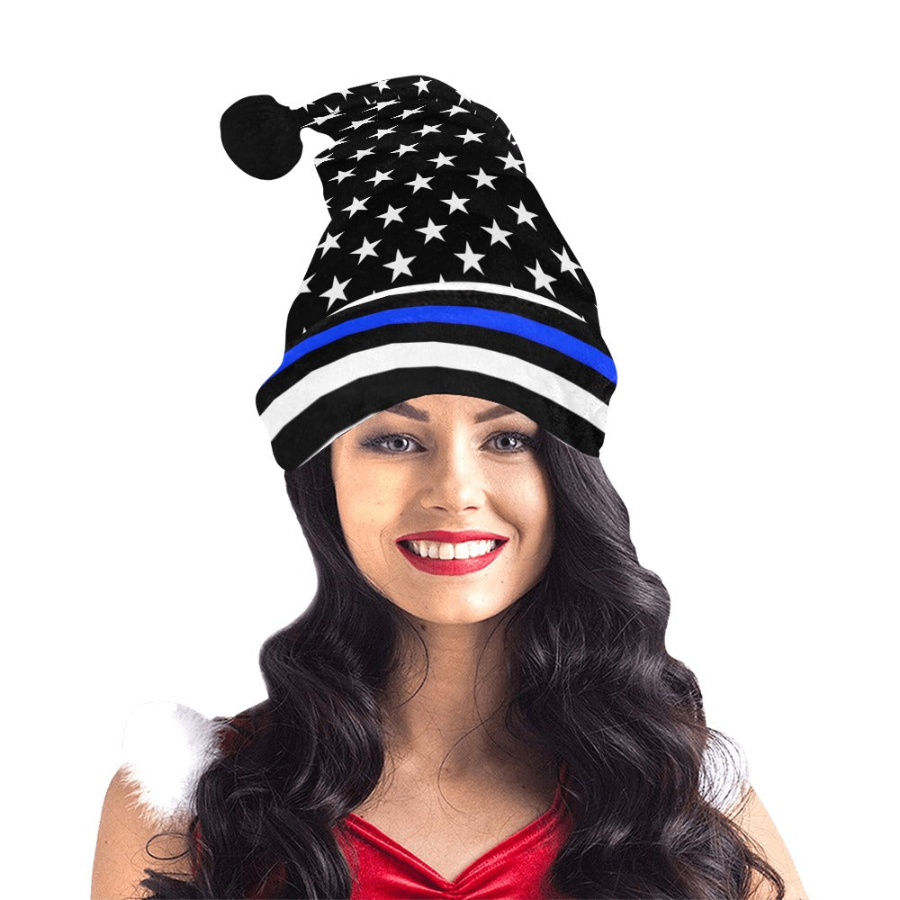 Thin Blue Line Flag Christmas Santa Hat