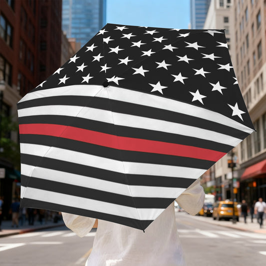 Thin Red Line Flag Inspired Mini Compact Umbrella
