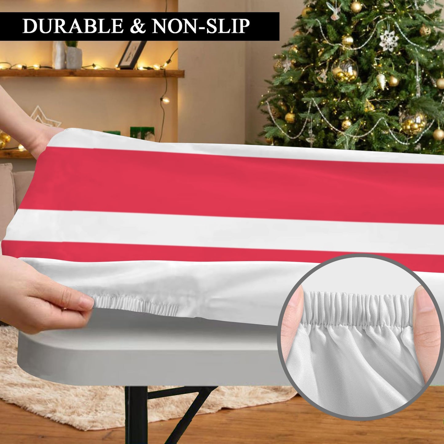 Washington D.C. Flag Inspired Custom Elastic Fitted Tablecloth 72x30 inch (Made in the USA)