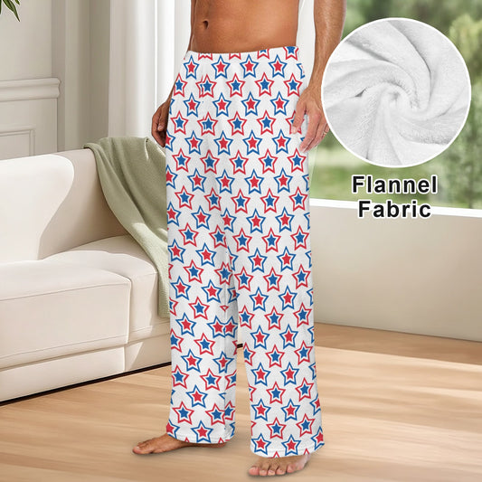 USA/American Flag Inspired Stars Men's Flannel Pajama Trousers Printed in the USA