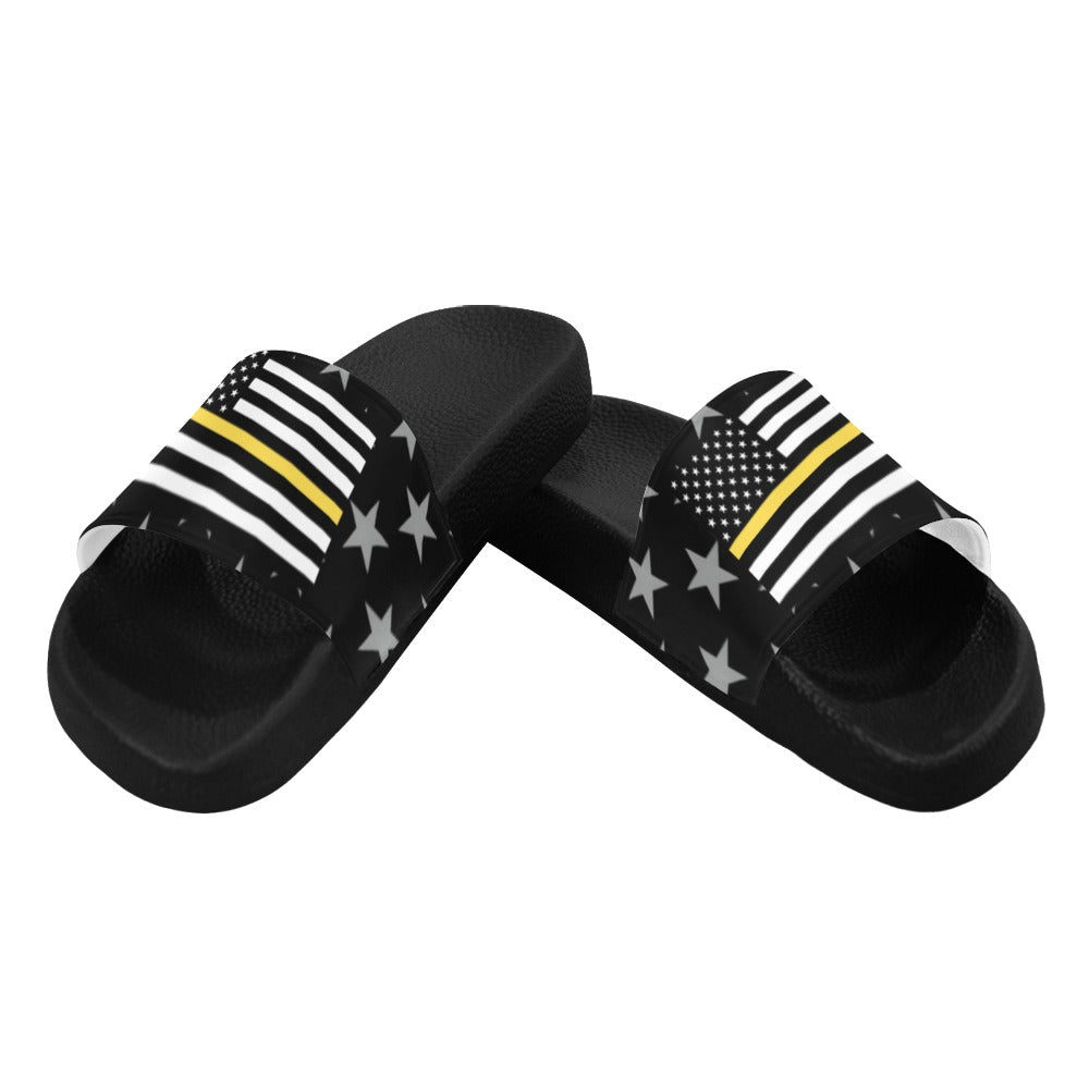 Thin Gold Line Flag Inspired Women's Slide Sandals