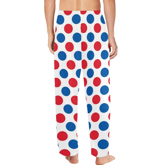 USA/American Flag Inspired Polka Dot Pattern Men’s Pajama Trousers with Pockets (Made in the USA)