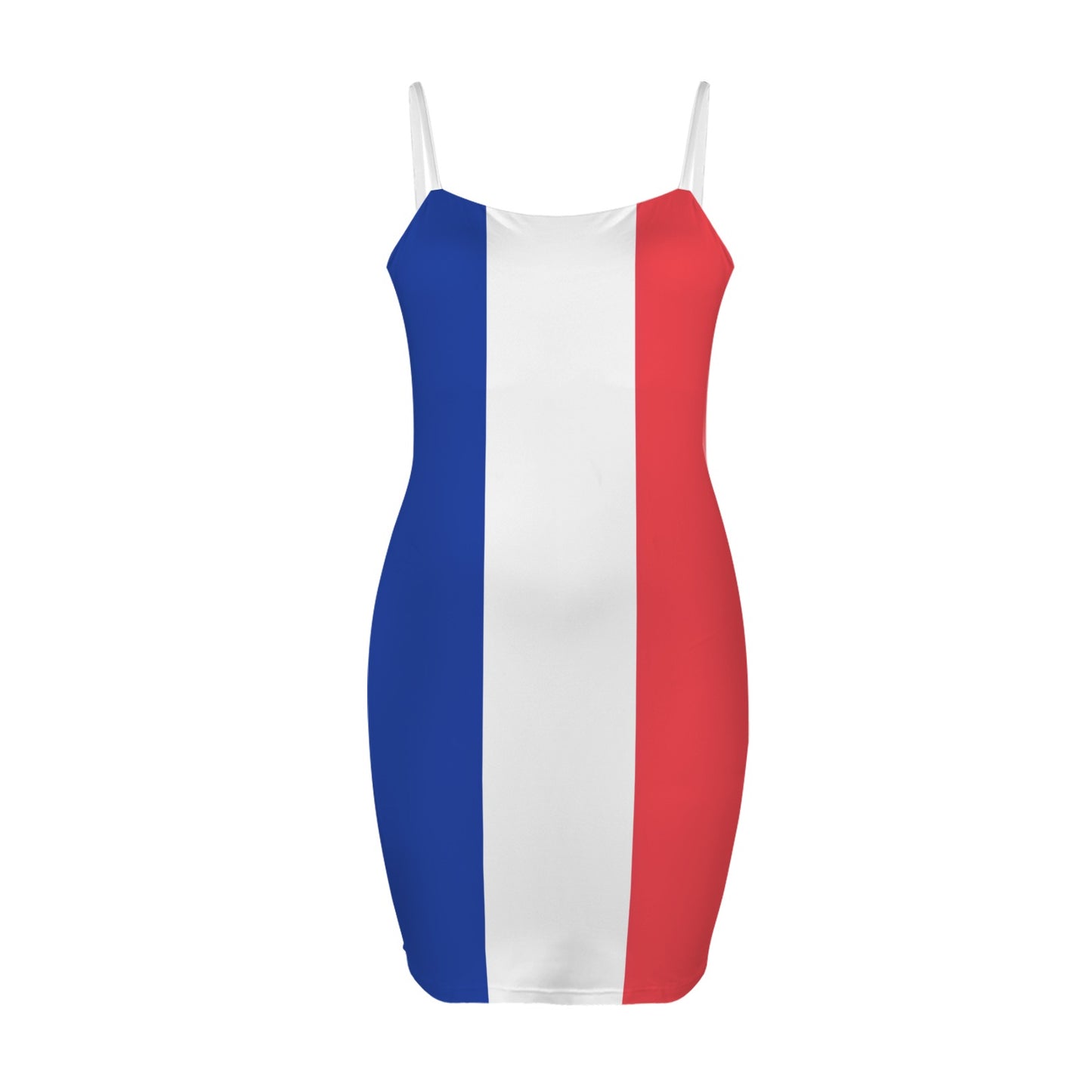 France Flag Inspired Backless Spaghetti Strap Bodycon Dress