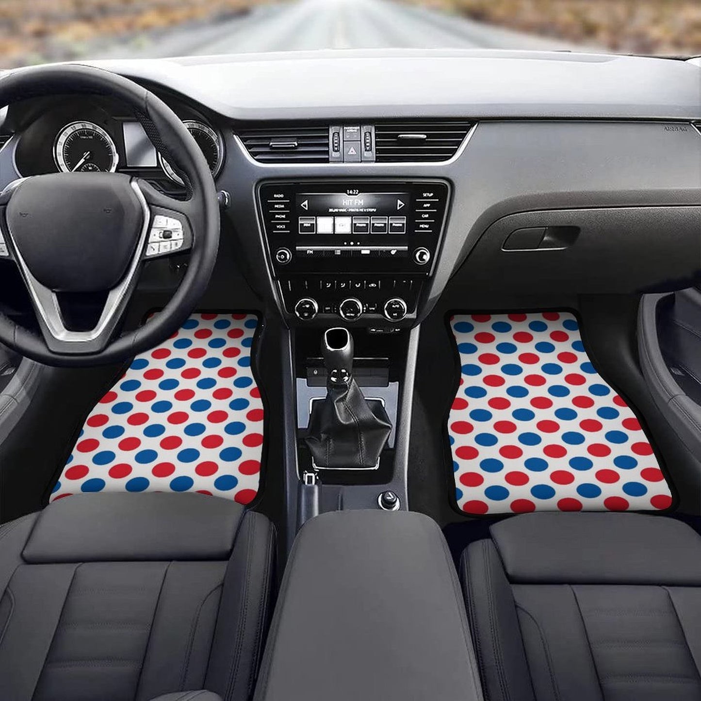 USA/American Flag Inspired Polka Dot Pattern Car Floor Mats(4pcs)