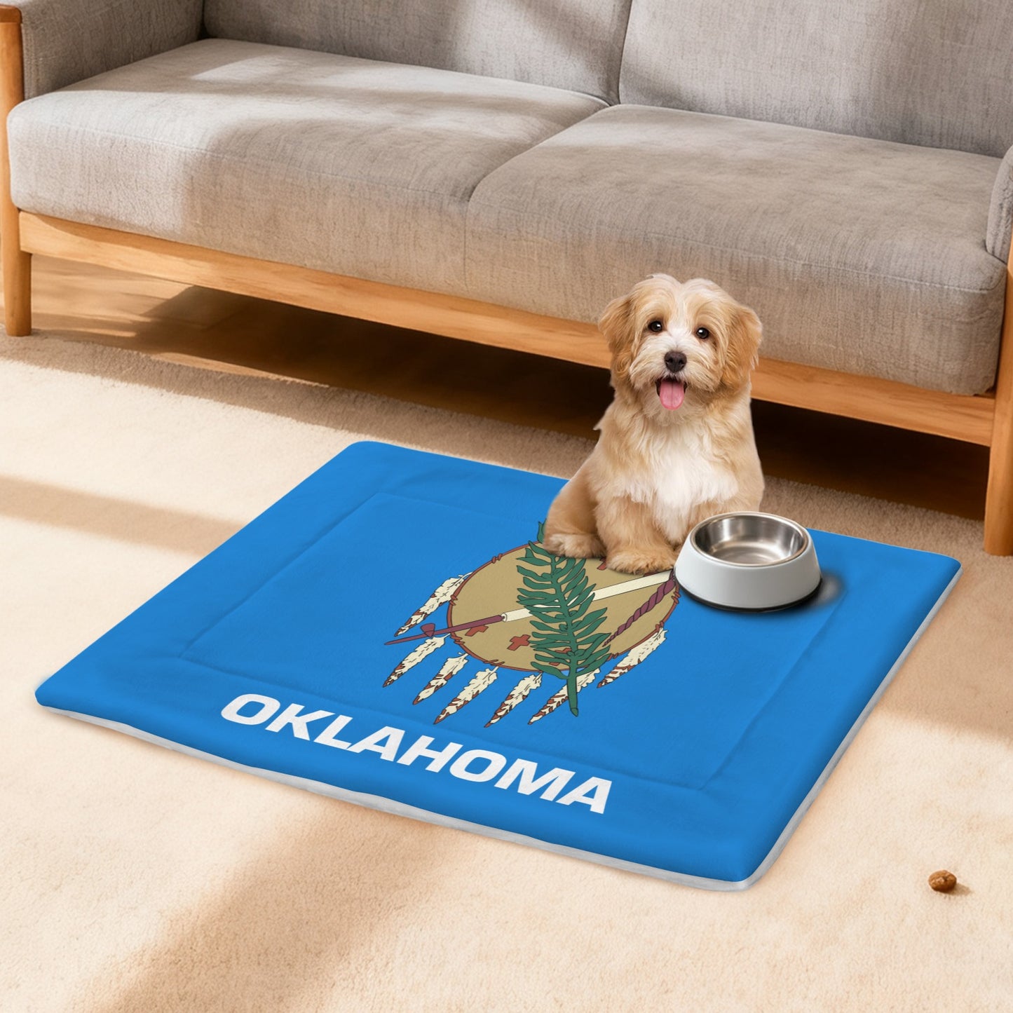 Oklahoma Flag Inspired Pet Mat 25x18inch (Made in the USA)