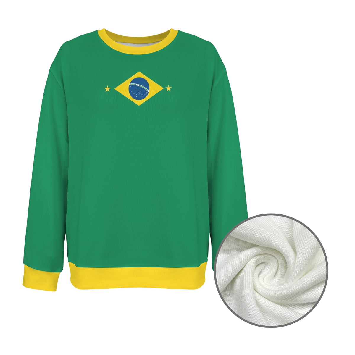 Brazil Flag Inspired Women's Crew Neck Sweater Printed in the USA