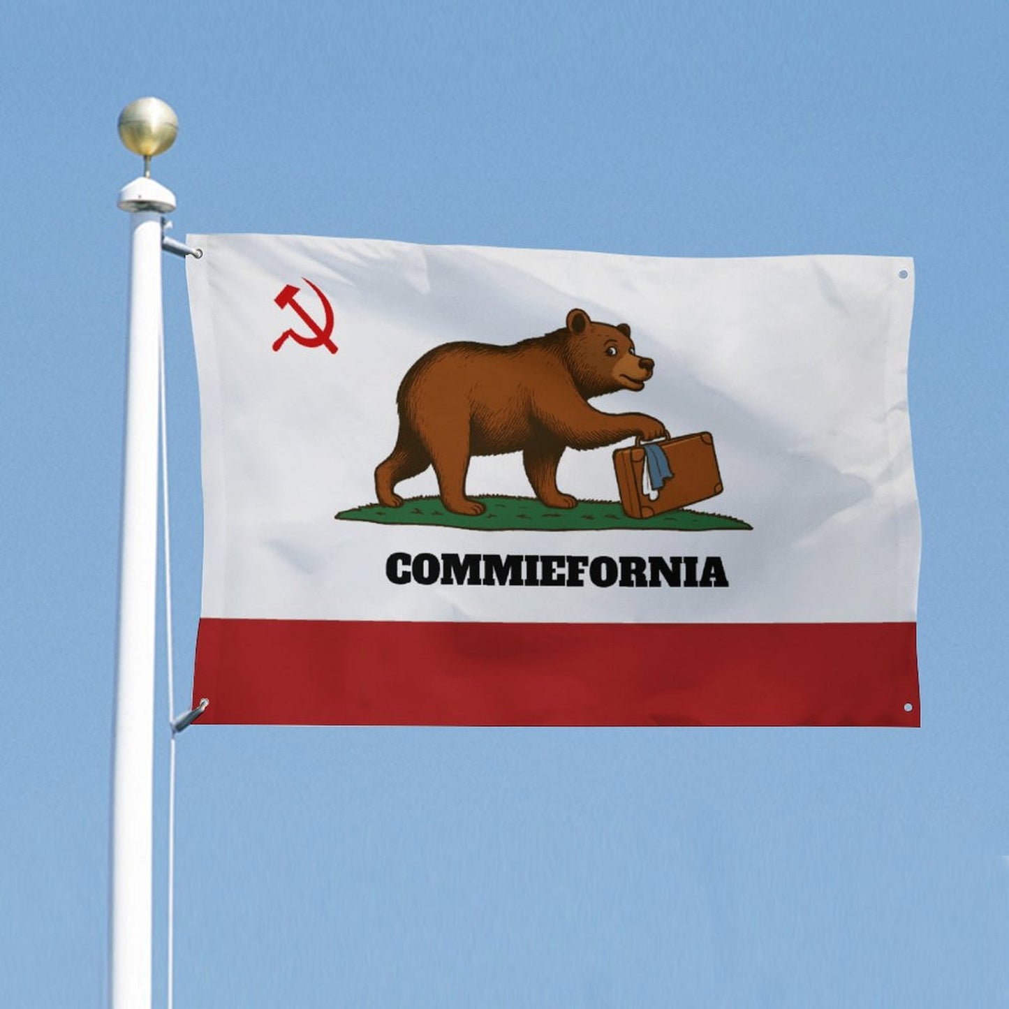 "Commiefornia" (California) Flag Inspired Wall Mount Flag with Four Grommets (35x59 in)