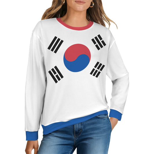 South Korea Flag Inspired Women's Crew Neck Sweater Printed in the USA