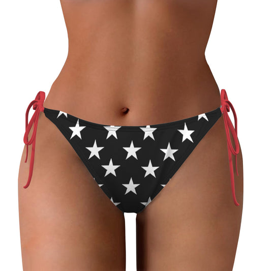 Thin Red Line Flag Inspired Stars Sexy Halter Bikini Bottom