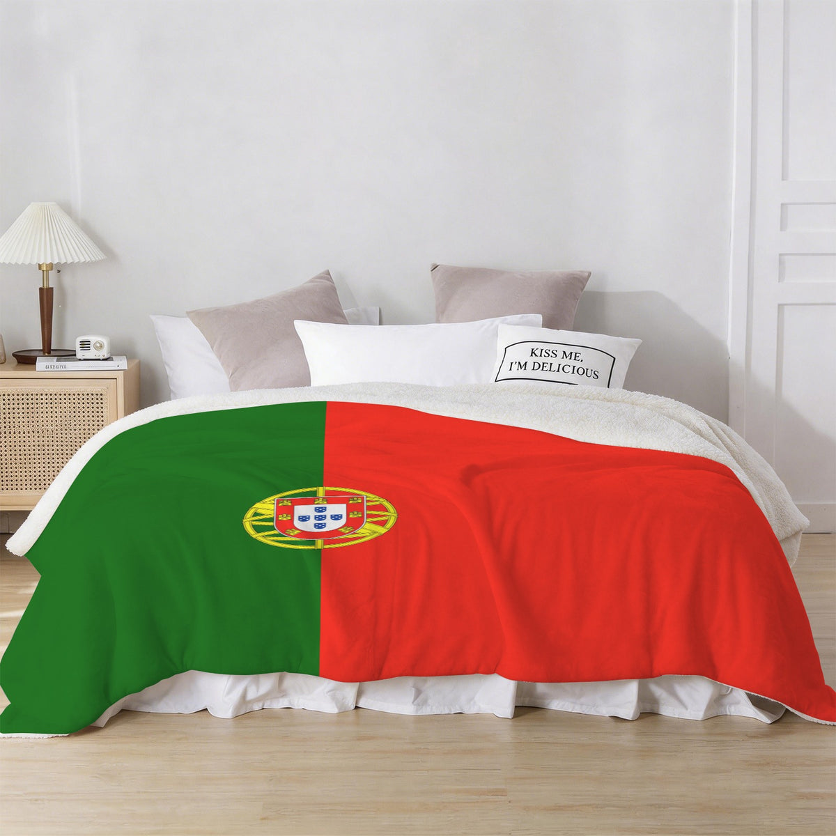 Portugal Flag Inspired Sherpa Fleece Blanket 90" x 108" | Printed in the USA