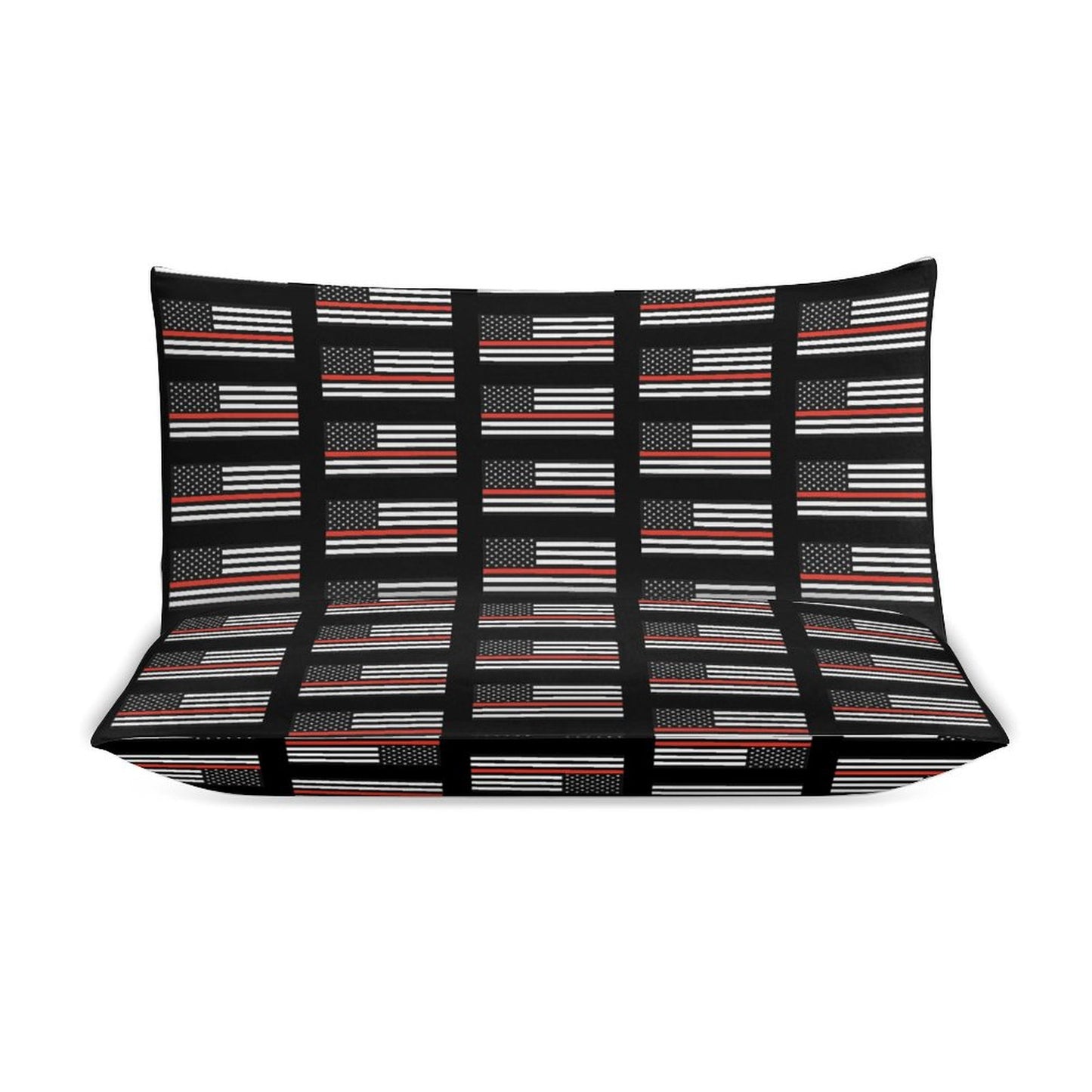 Thin Red Line Flag Inspired 3-Piece Bedding Set (1 Duvet Cover + 2 Pillow Shams) – 102"×90"