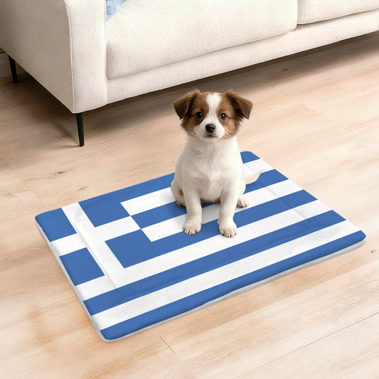 Greece Flag Inspired Pet Mat 25x18inch (Made in the USA)