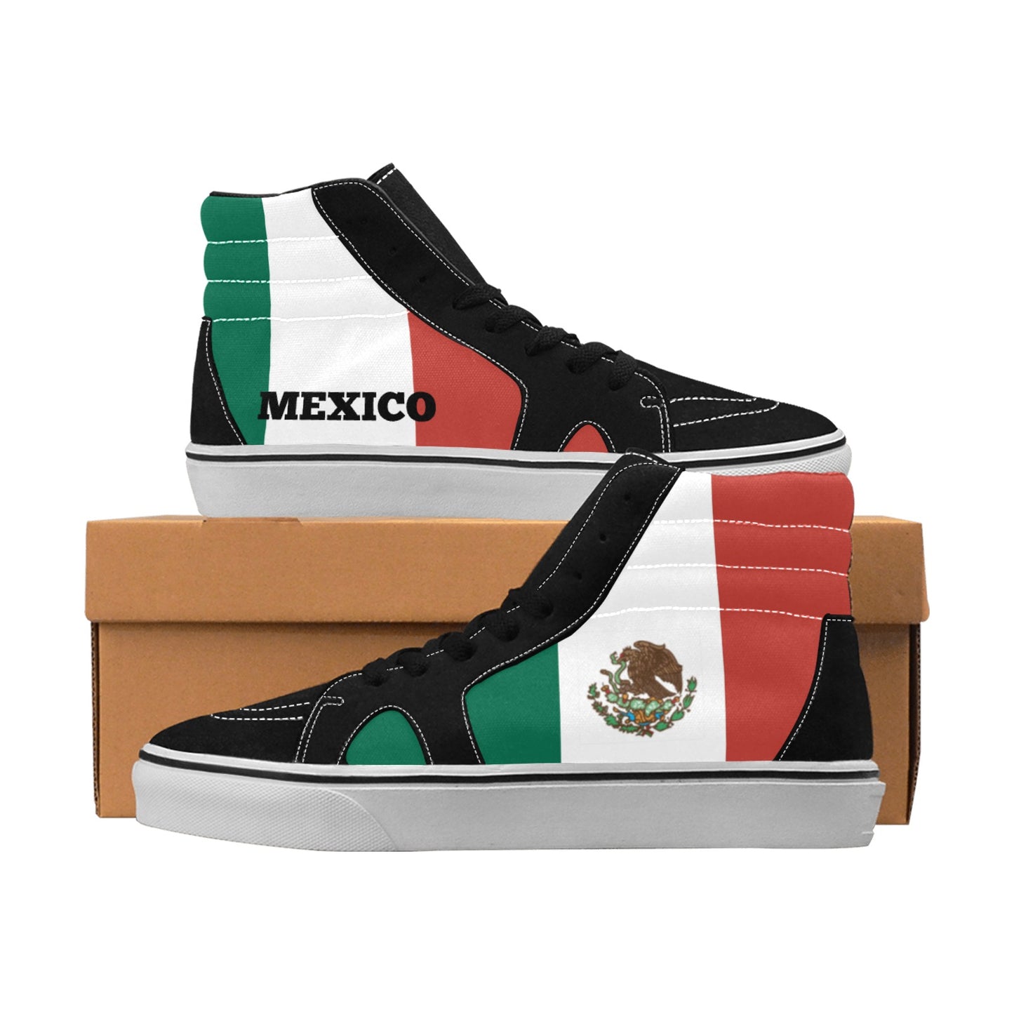Mexico Flag Inspired Men's High Top Canvas Shoes