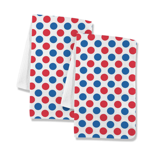 USA/American Flag Inspired Polka Dot Pattern Kitchen Towel 40X60cm (Pack of 2) (Made in the USA)
