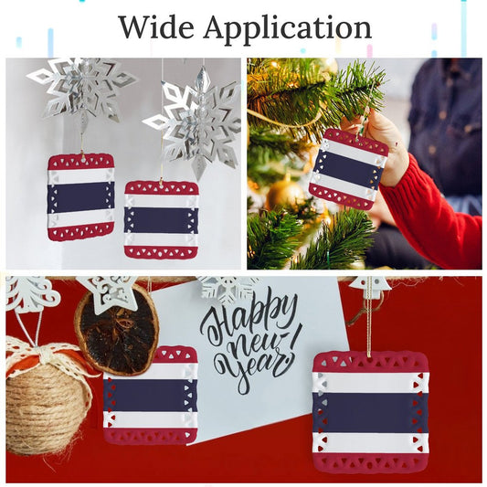 Thailand Flag Inspired Square Ceramic Ornament Made in the USA