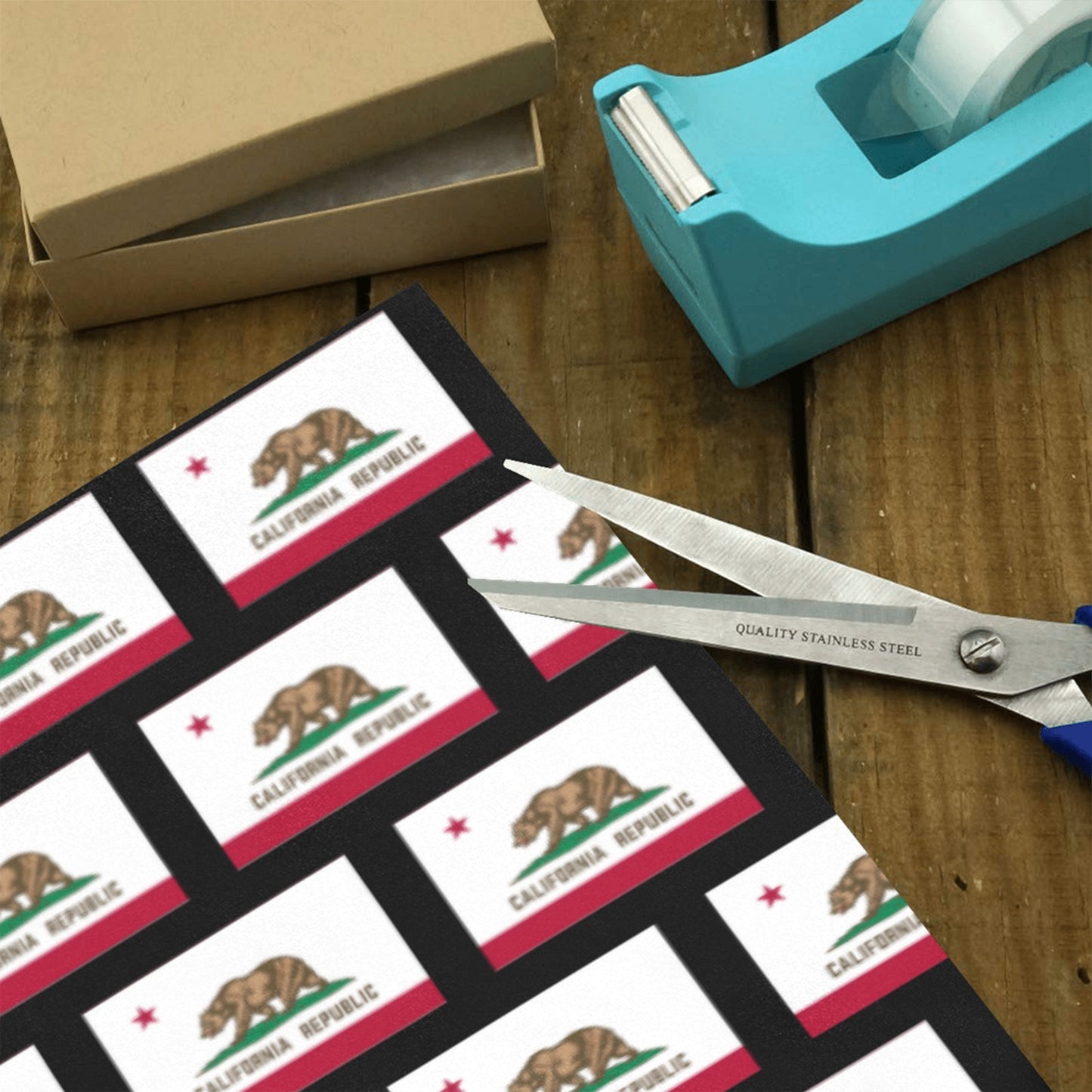 California Flag Inspired Custom Gift Wrapping Paper 58"x 22.5" (4 Rolls)