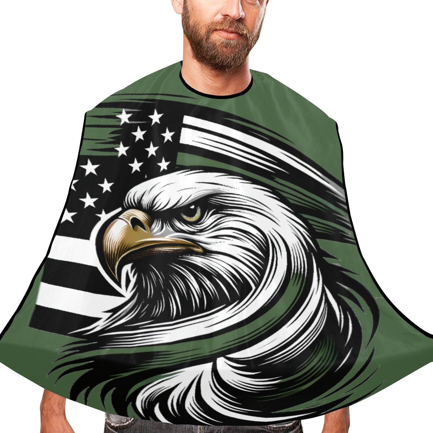 Thin Green Line Flag Eagle Beard Bib Apron for Men Shaving & Trimming