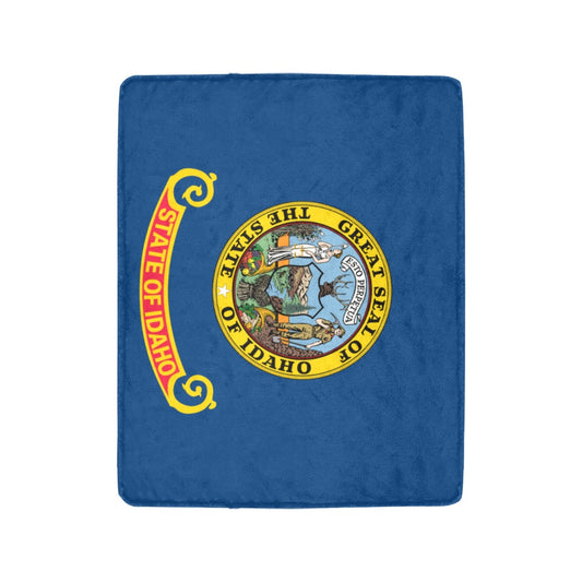 Blue [Luv My Flag] Idaho blanket featuring state seal design.