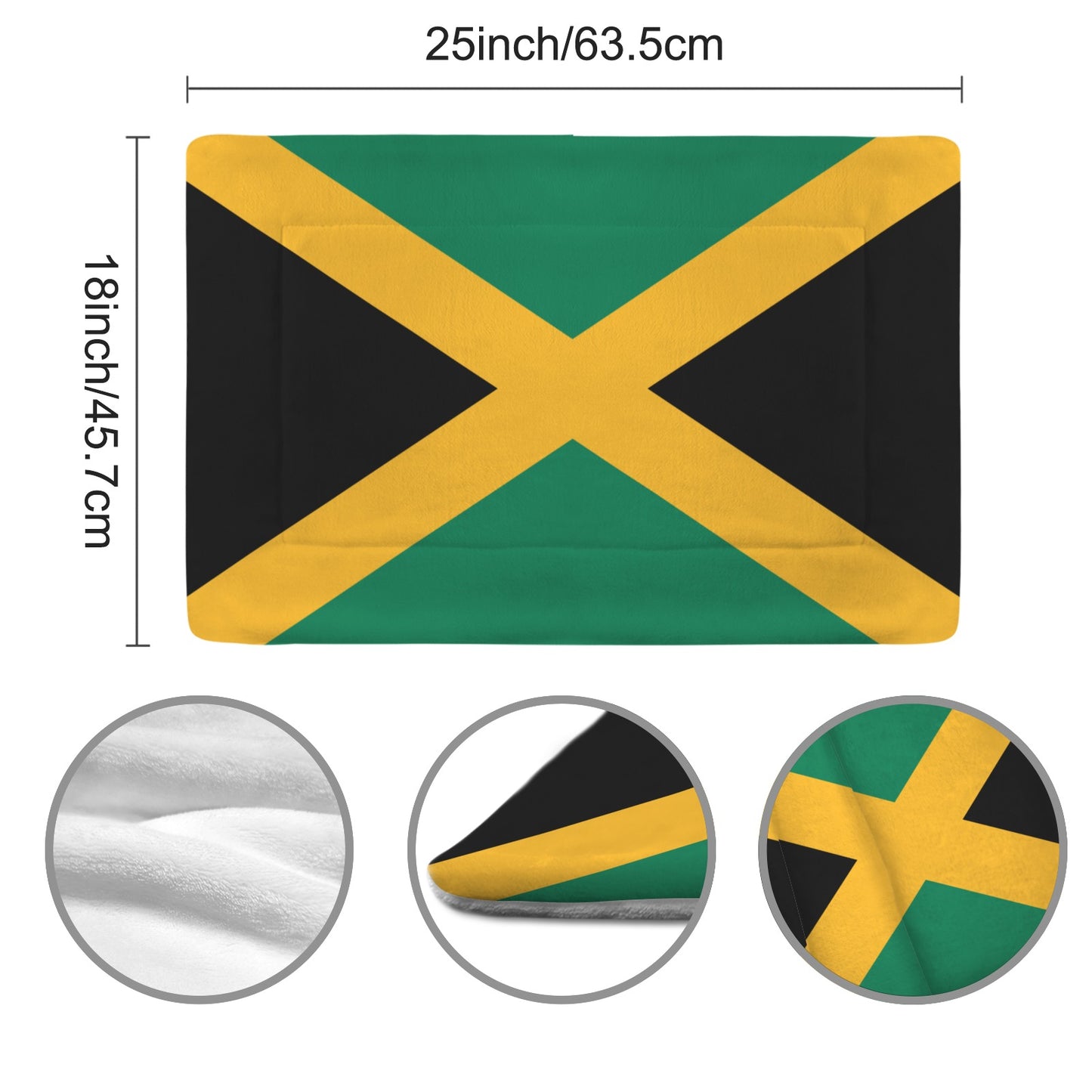 Jamaica Flag Inspired Pet Mat 25x18inch (Made in the USA)