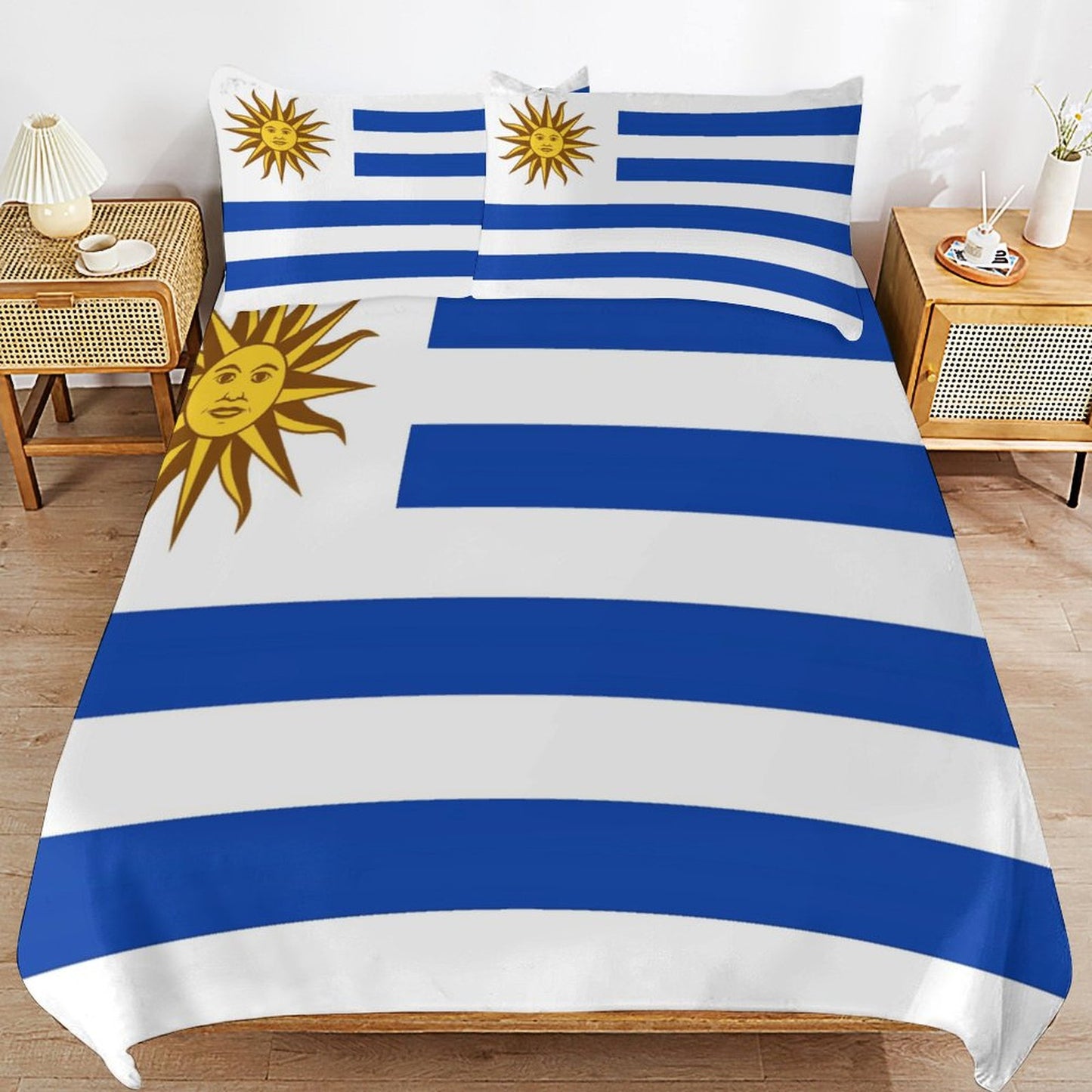 Uruguay Flag Inspired 3-Piece Bedding Set (1 Duvet Cover + 2 Pillow Shams) – 102"×90"