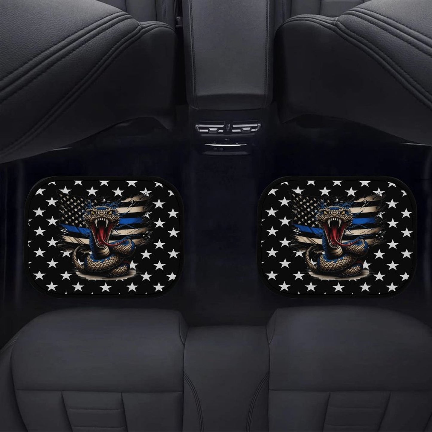 Thin Blue Line Flag Inspired Snake Car Floor Mats(4pcs)