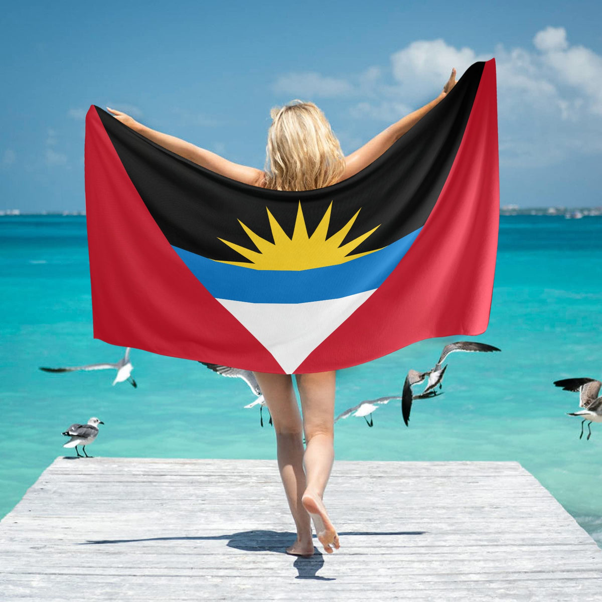 Antingua and Barbuda Flag Inspired Beach Towel 31"x71"(NEW) | Ships from USA