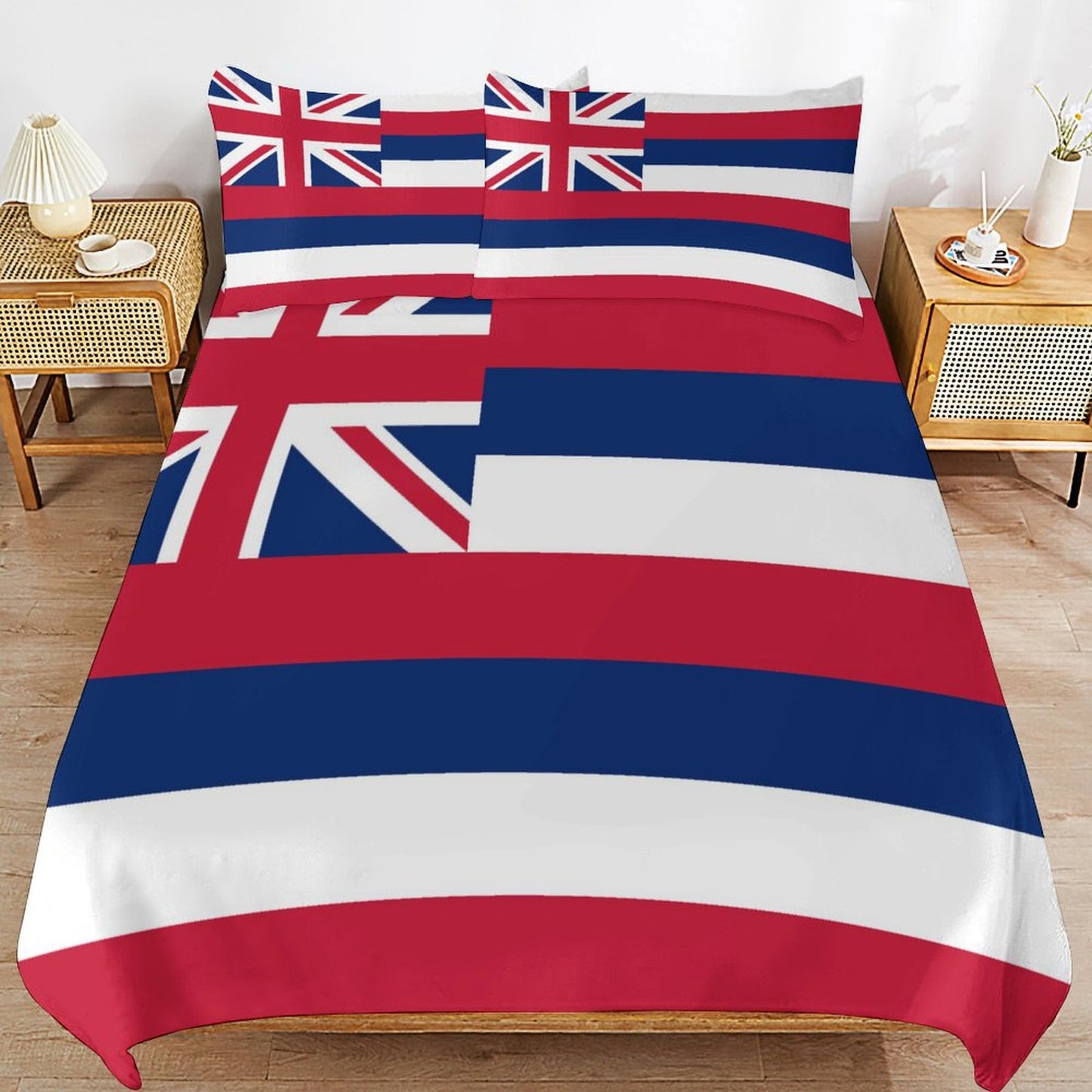 Hawaii Flag Inspired 3-Piece Bedding Set (1 Duvet Cover + 2 Pillow Shams) – 102"×90"