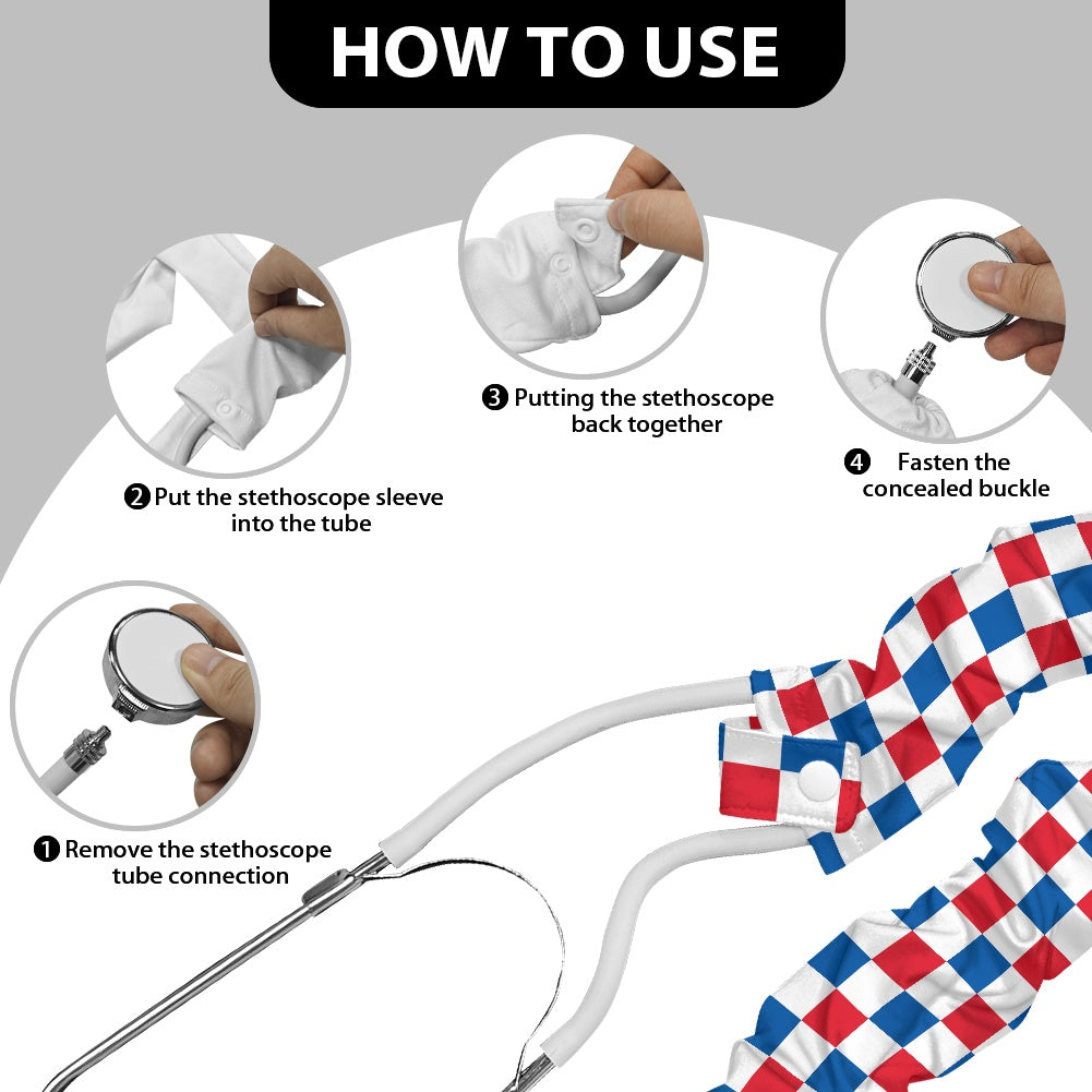 USA/American Flag Inspired Checkered Pattern Stethoscope Protective Cover