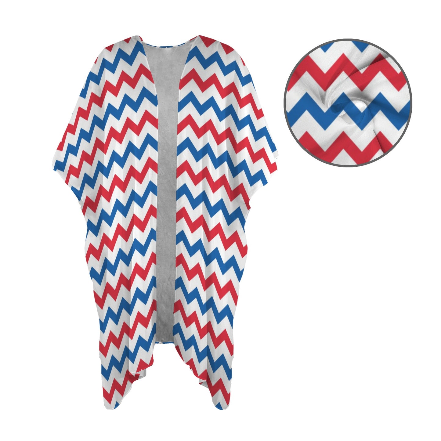 USA/American Flag Inspired Chevron Pattern Women's Long Cover Up
