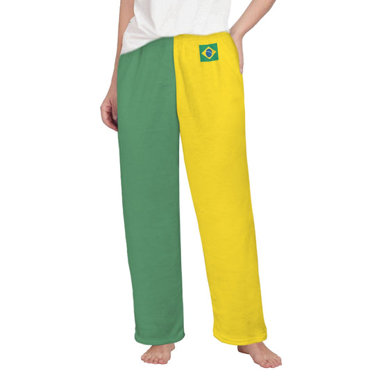 Brazil Flag Inspired Women's Flannel Pajama Trousers Made in the USA