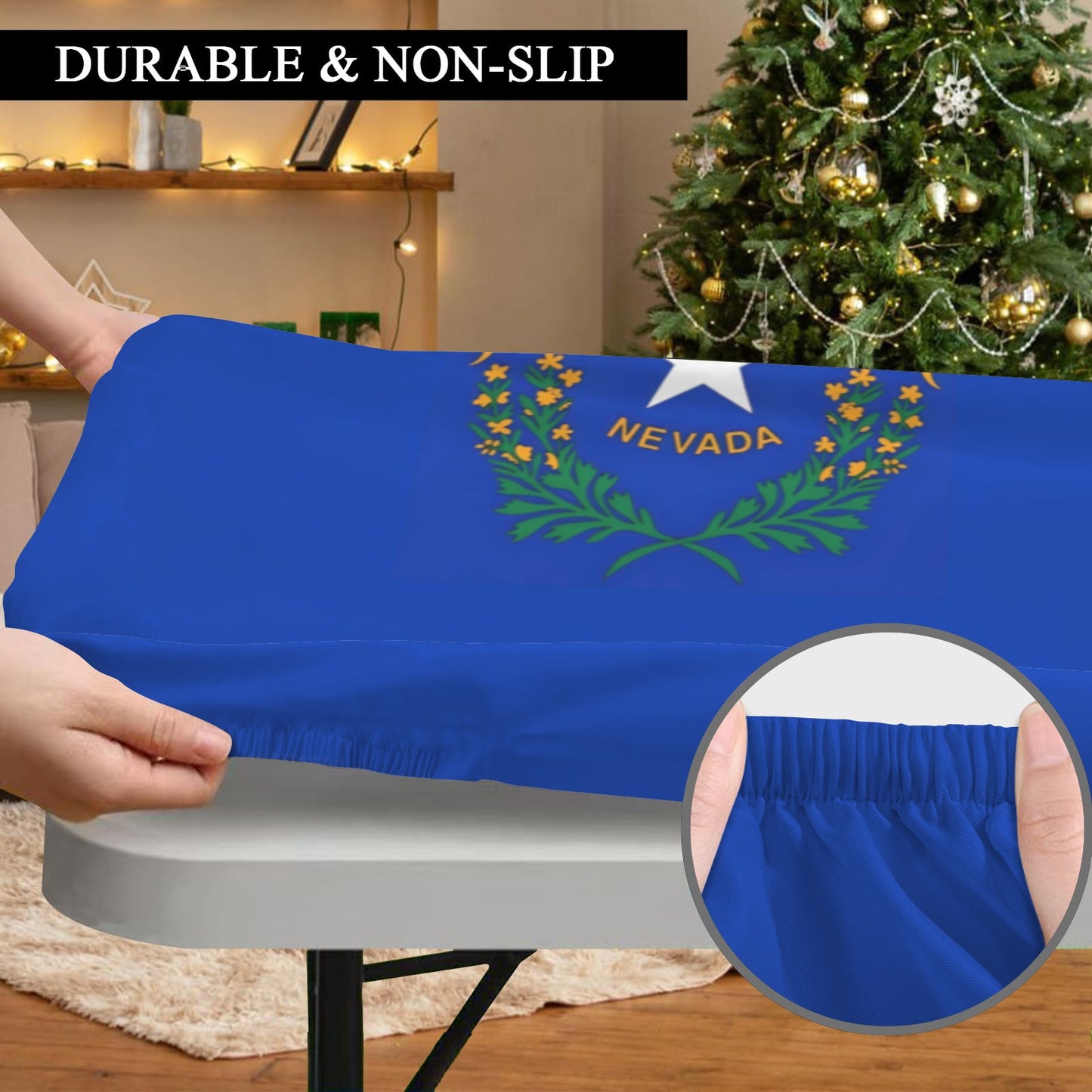 Nevada Flag Inspired Custom Elastic Fitted Tablecloth 72x30 inch (Made in the USA)