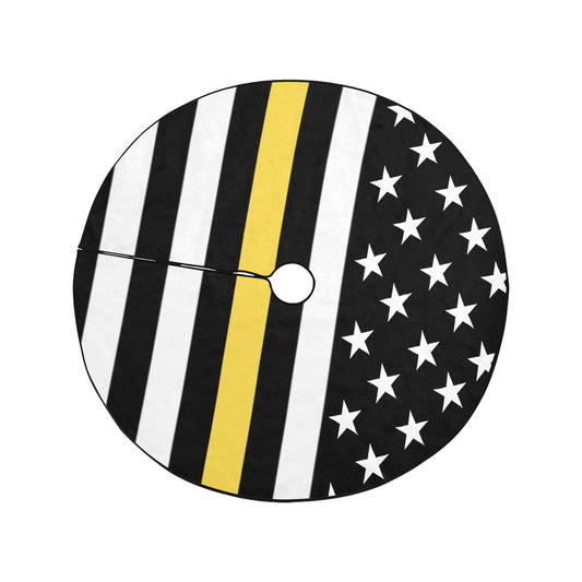 Thin Gold Line Flag Thick Christmas Tree Skirt 47" x 47"