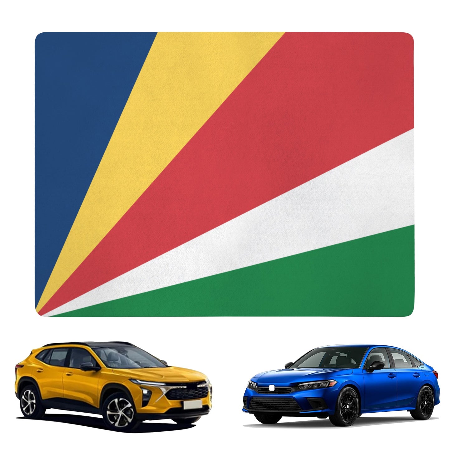Seychelles Flag Inspired Car Trunk Mat 100 × 75 cm / 39.4 × 30 in Printed in the USA