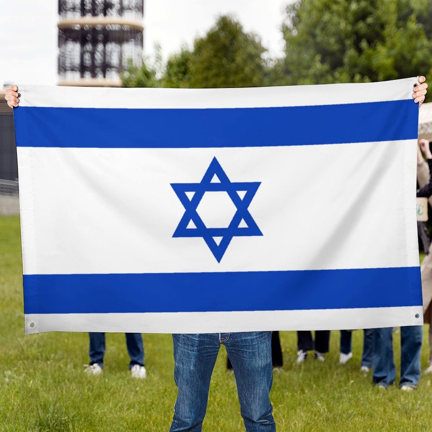 Israel Flag Inspired Wall Mount Flag with Four Grommets (35x59 in)