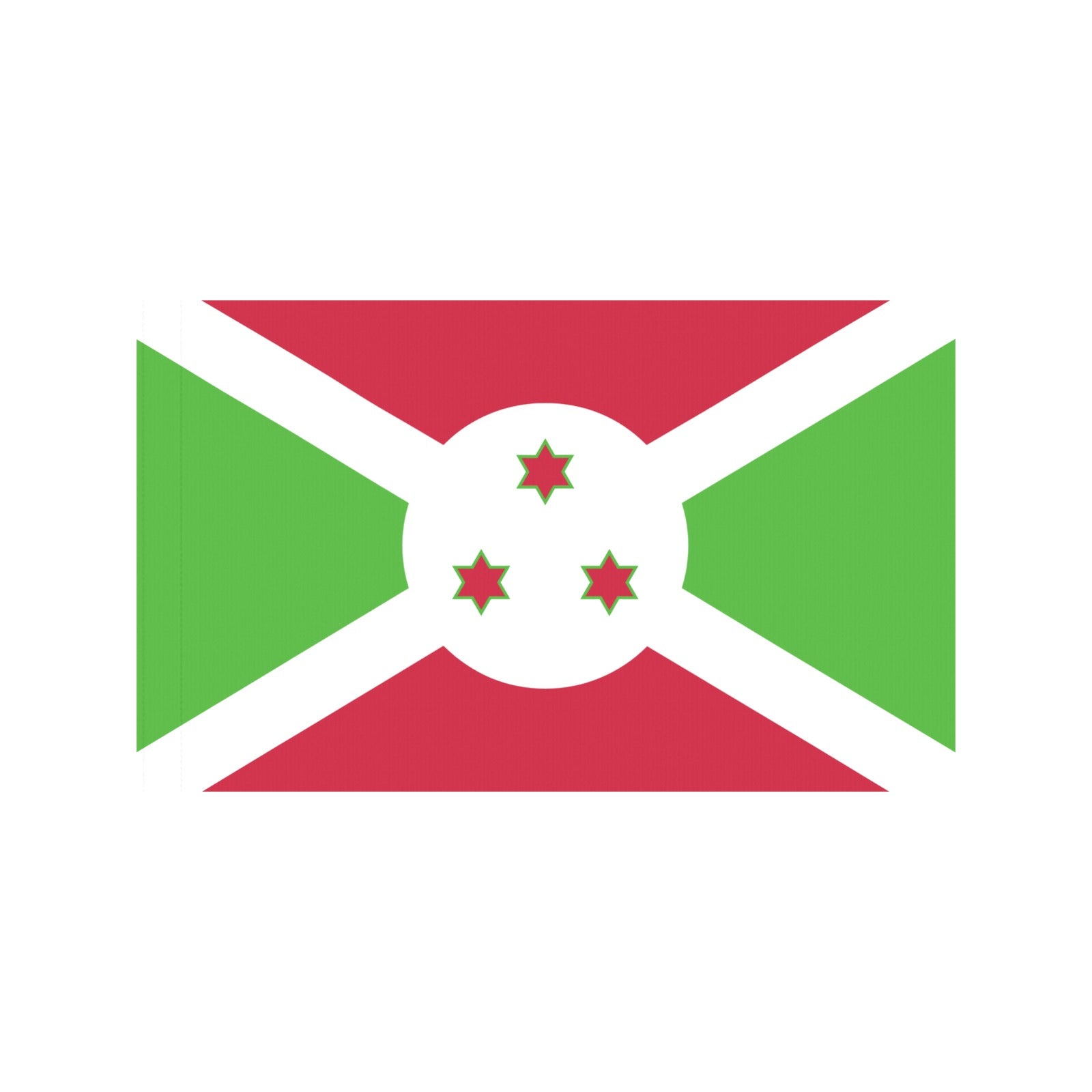 Luv My Flag's Burundi flag, red, green, white, stars.
