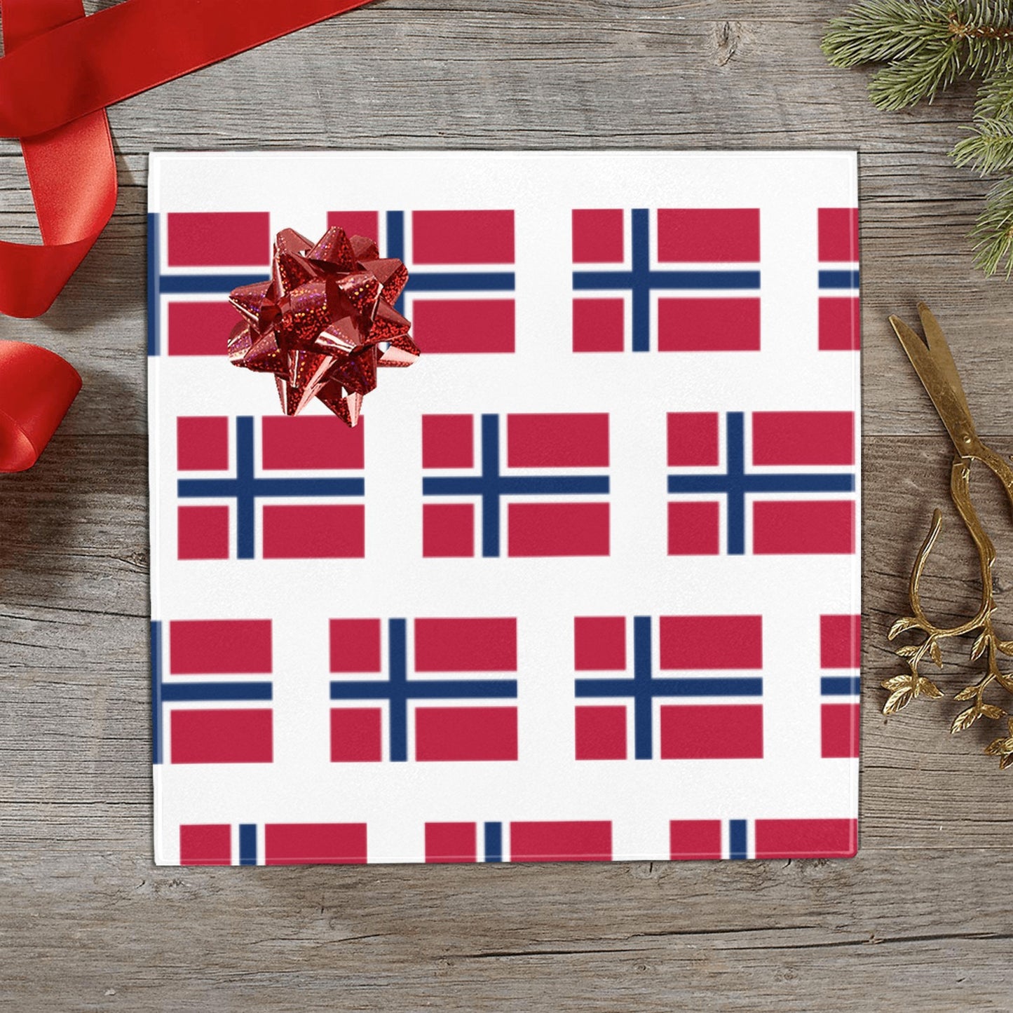 Norway Flag Custom Gift Wrapping Paper 58"x 22.5" (4 Rolls)