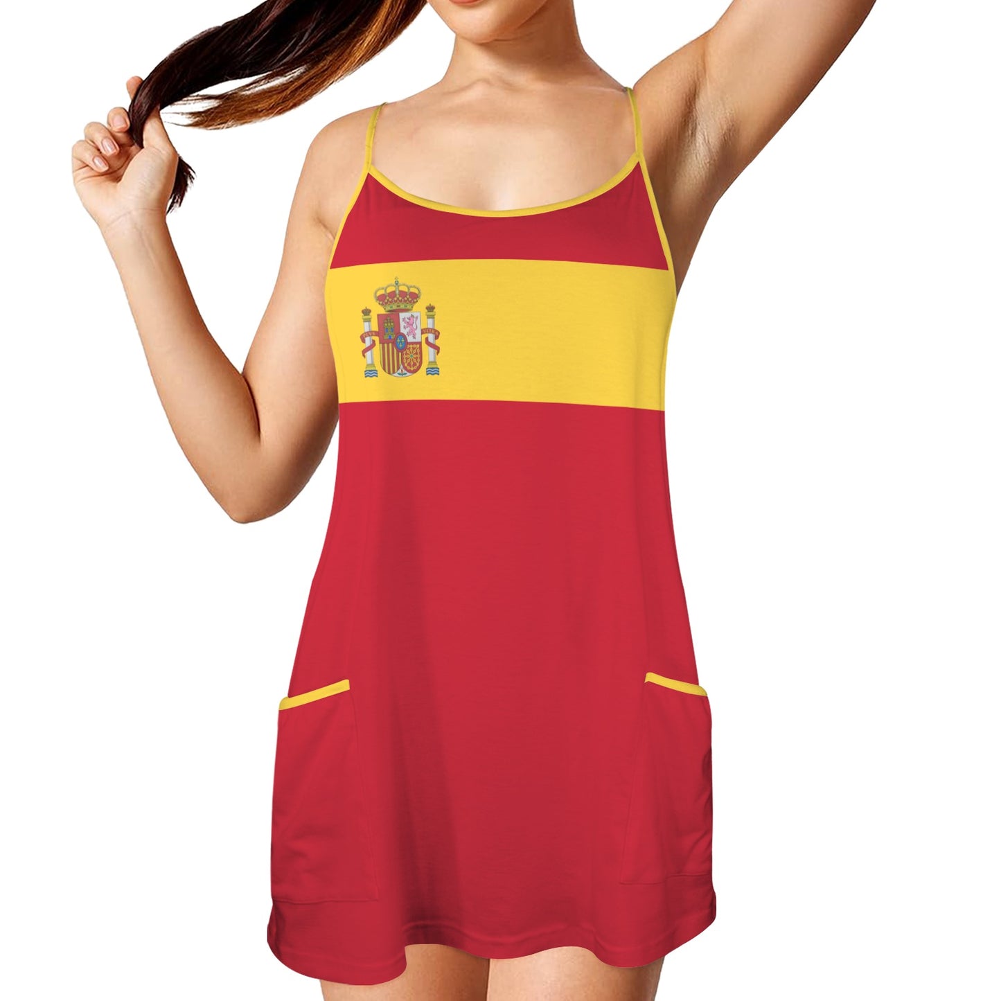 Spain Flag Inspired Women's Double-Layered Camisole Dress