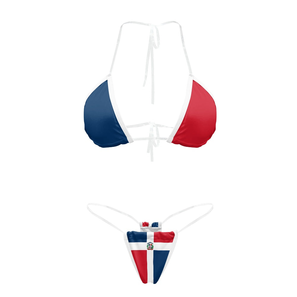 Dominican Republic Flag Inspired Transparent String Bikini